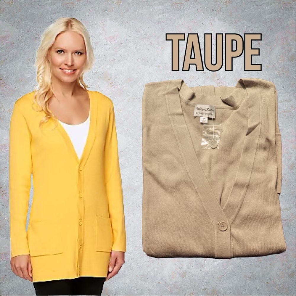 Linea by Louis Dell'Olio Whisper Knit Boyfriend Cardigan, NWT 2X Taupe A251578
